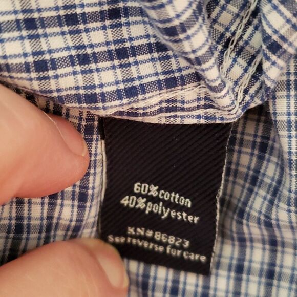 Croft & Barrow Slim Fit Blue White Checkered Button Down Dress Shirt Sz L - Picture 5 of 6